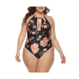 New Plus Size Swimsuit Women's Sexy Deep V One-piece Bikini